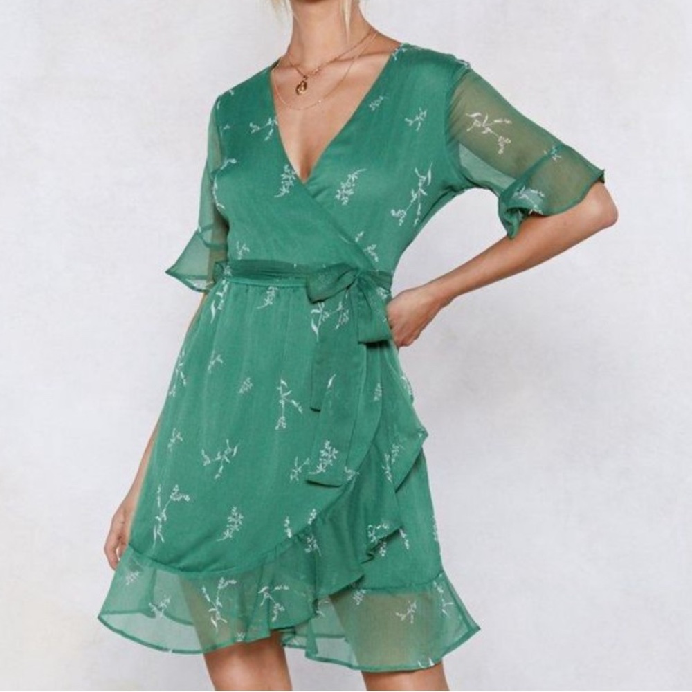 Neon Rose What’s Growing Down Wrap Mini Dress